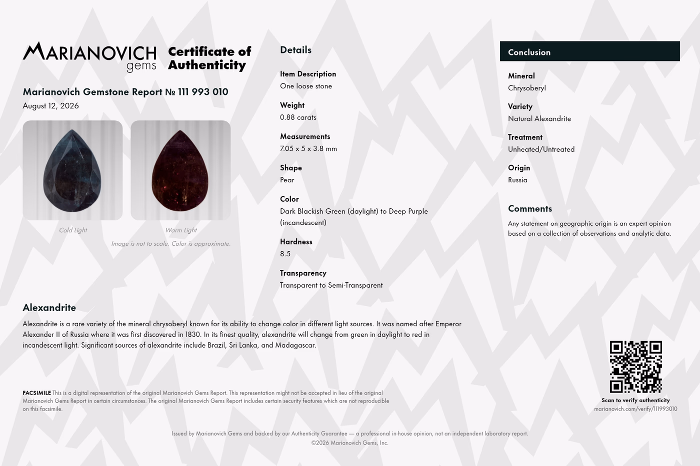 Certificate of Authenticity