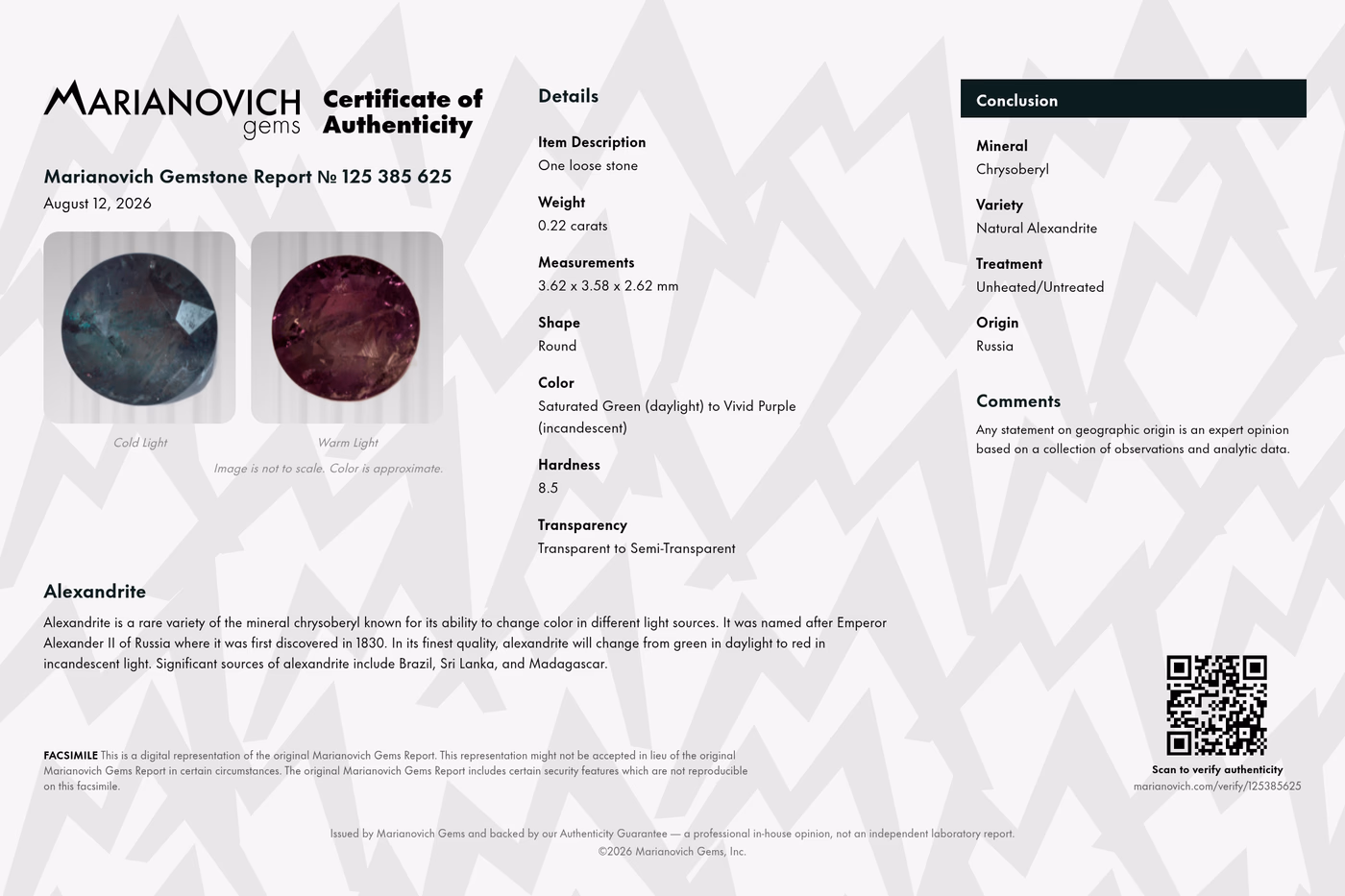 Certificate of Authenticity