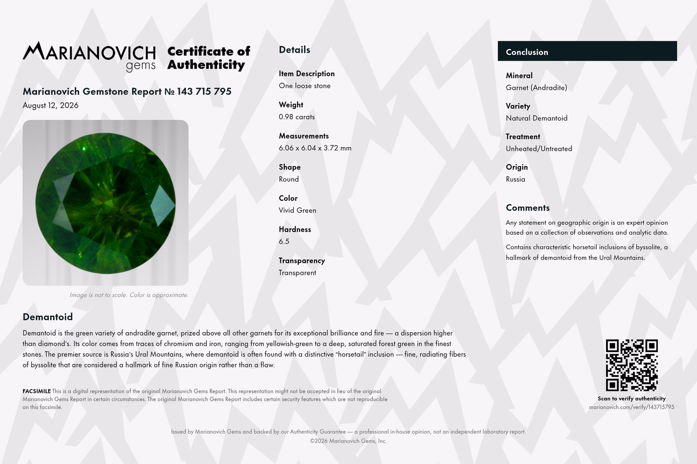 Certificate of Authenticity