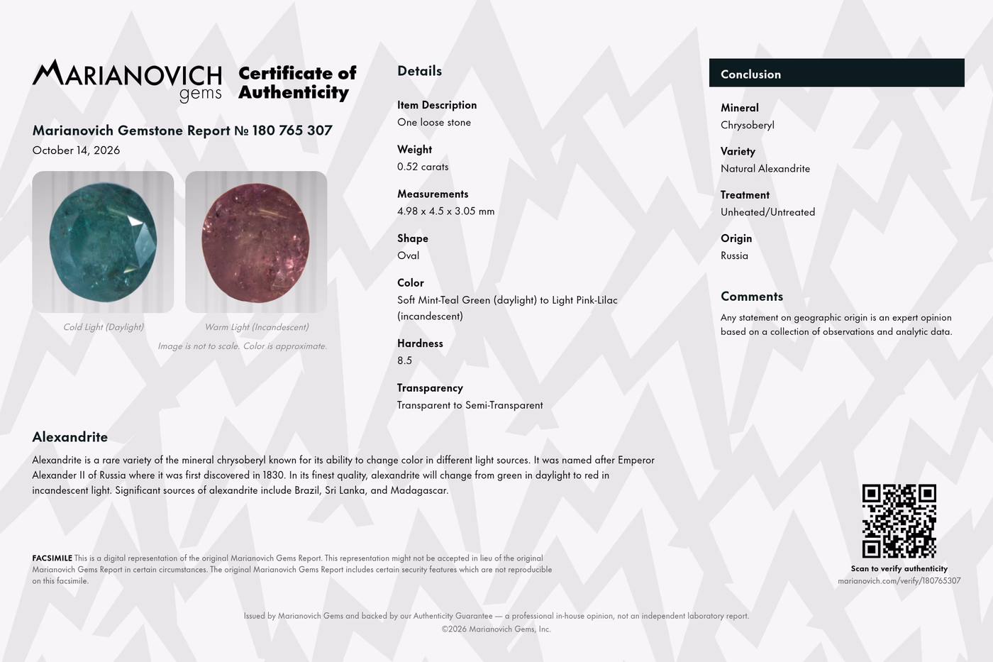 Certificate of Authenticity