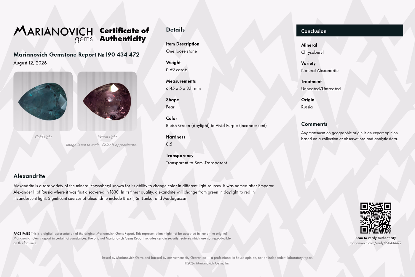Certificate of Authenticity