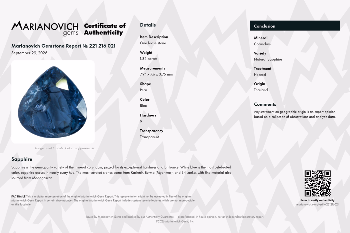 Certificate of Authenticity