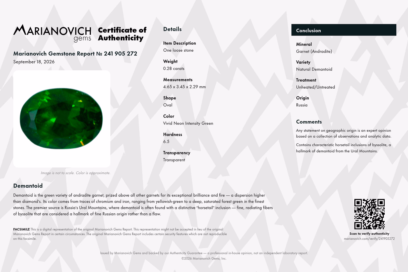 Certificate of Authenticity