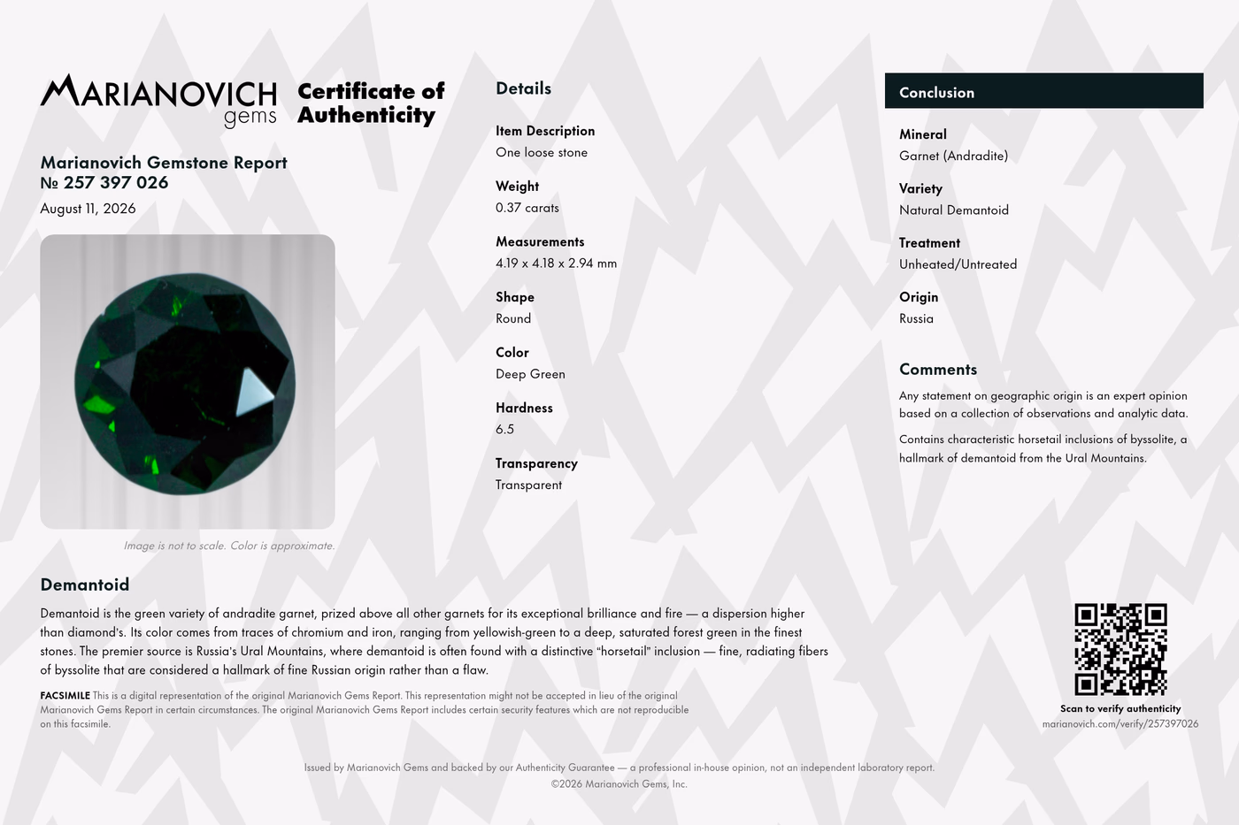 Certificate of Authenticity