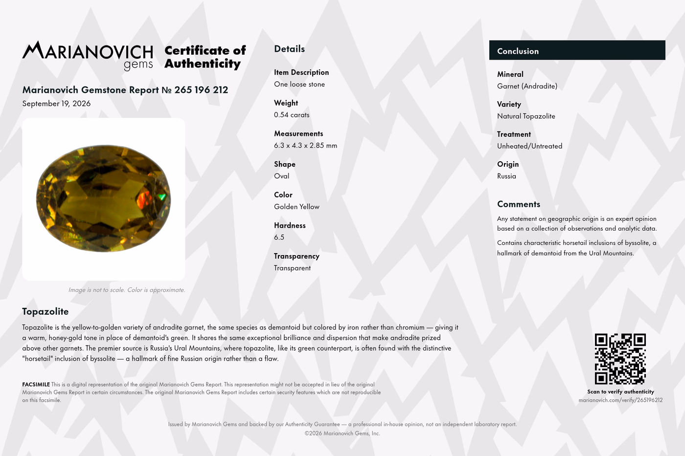 Certificate of Authenticity