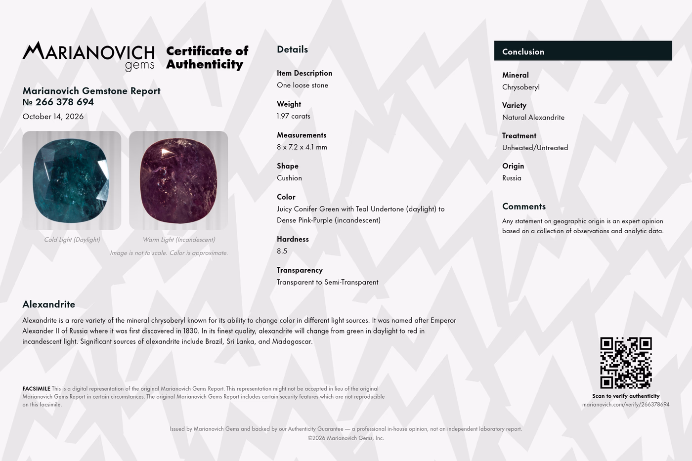Certificate of Authenticity