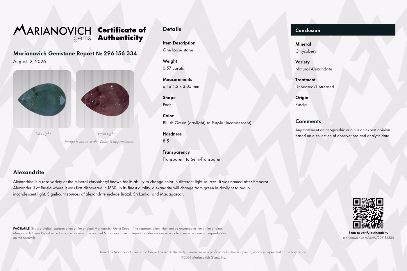 Certificate of Authenticity
