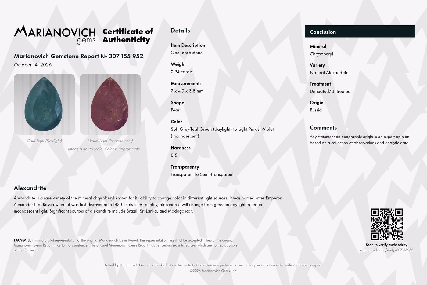 Certificate of Authenticity