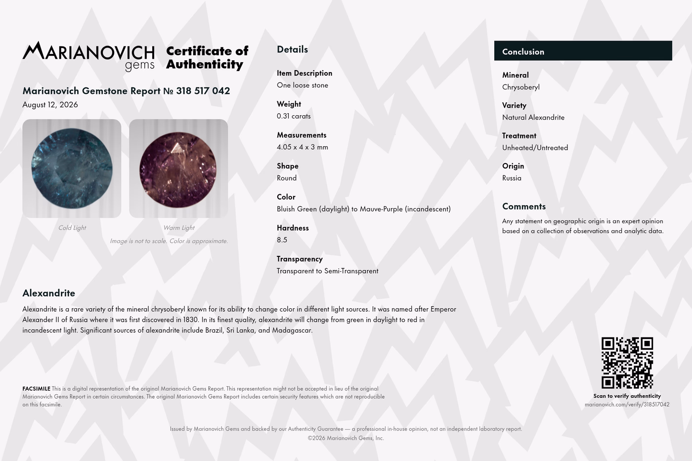 Certificate of Authenticity