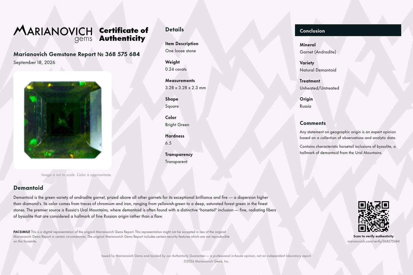 Certificate of Authenticity