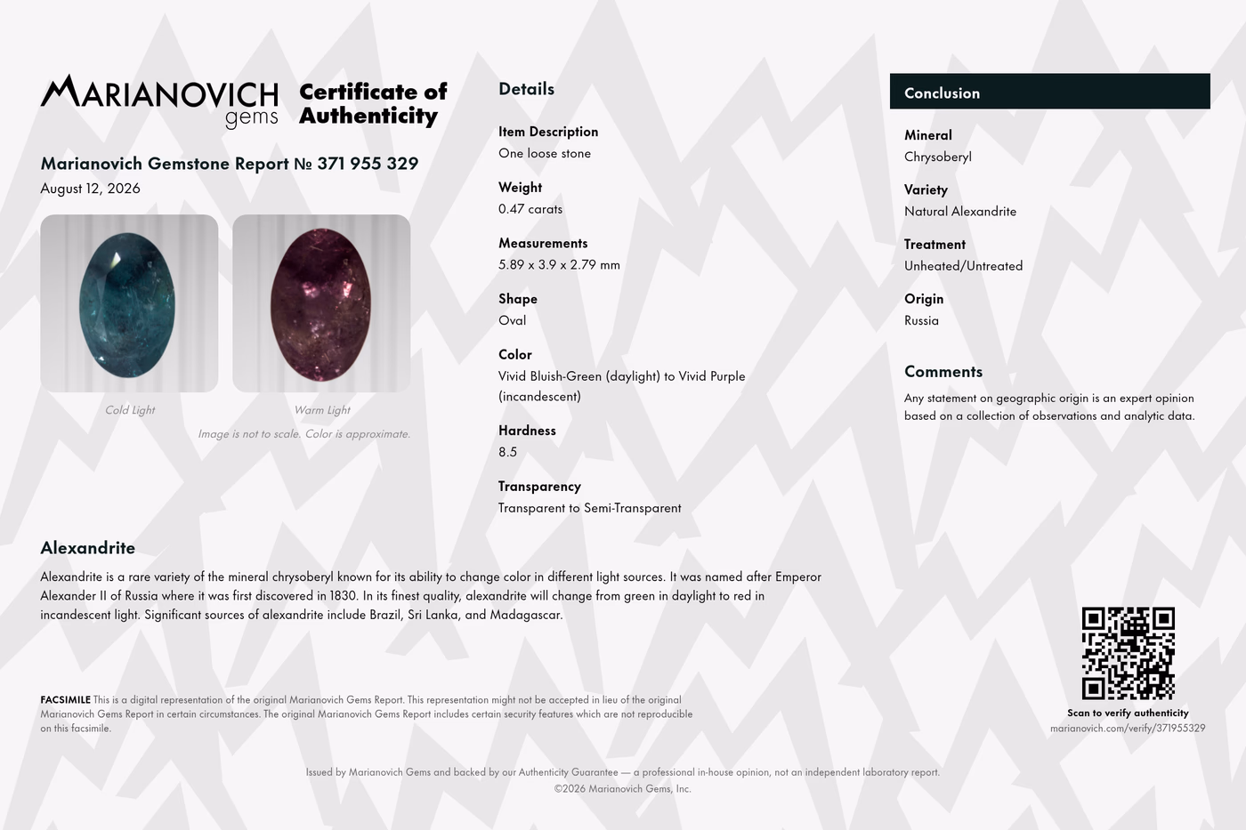 Certificate of Authenticity