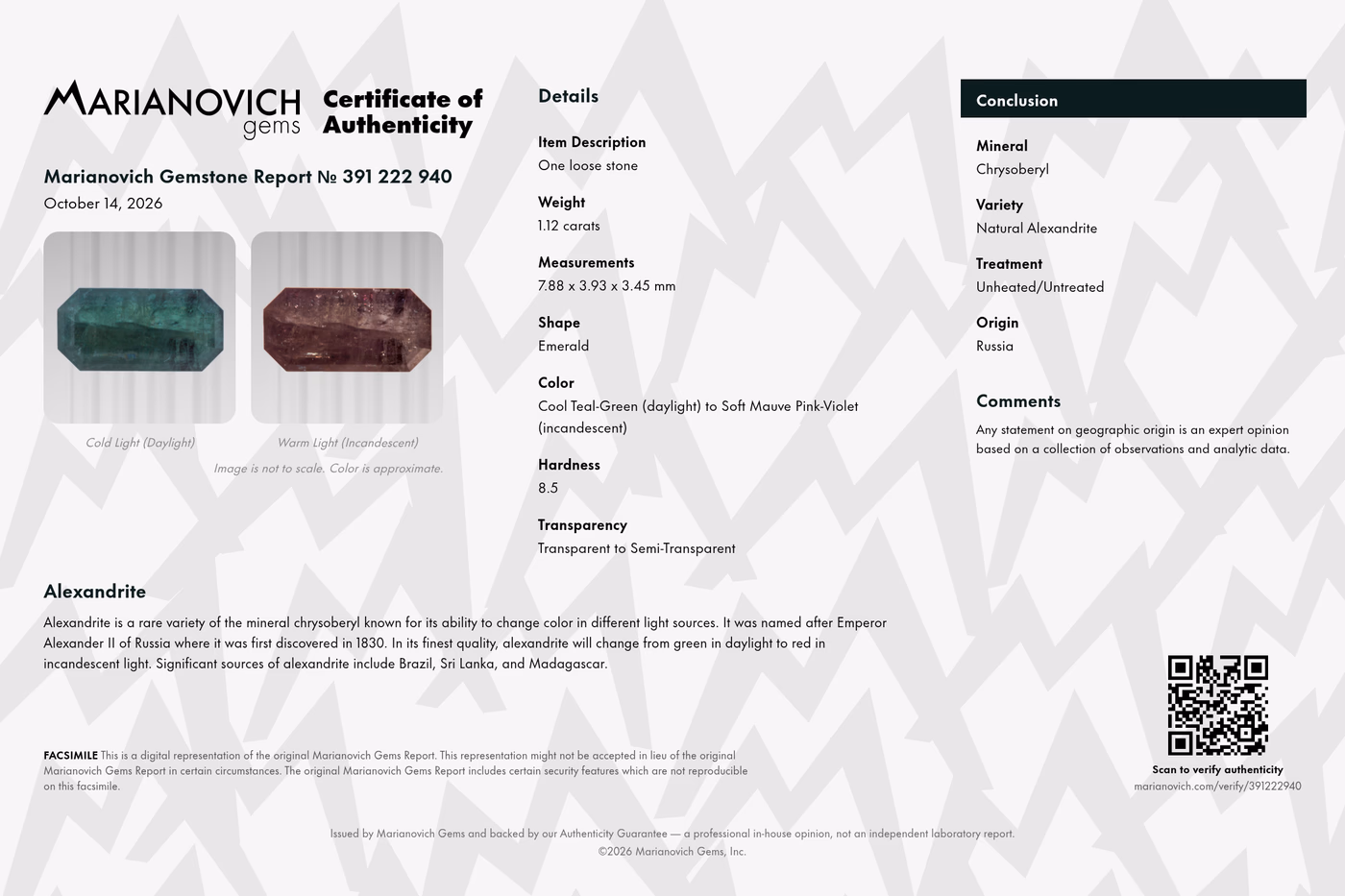 Certificate of Authenticity