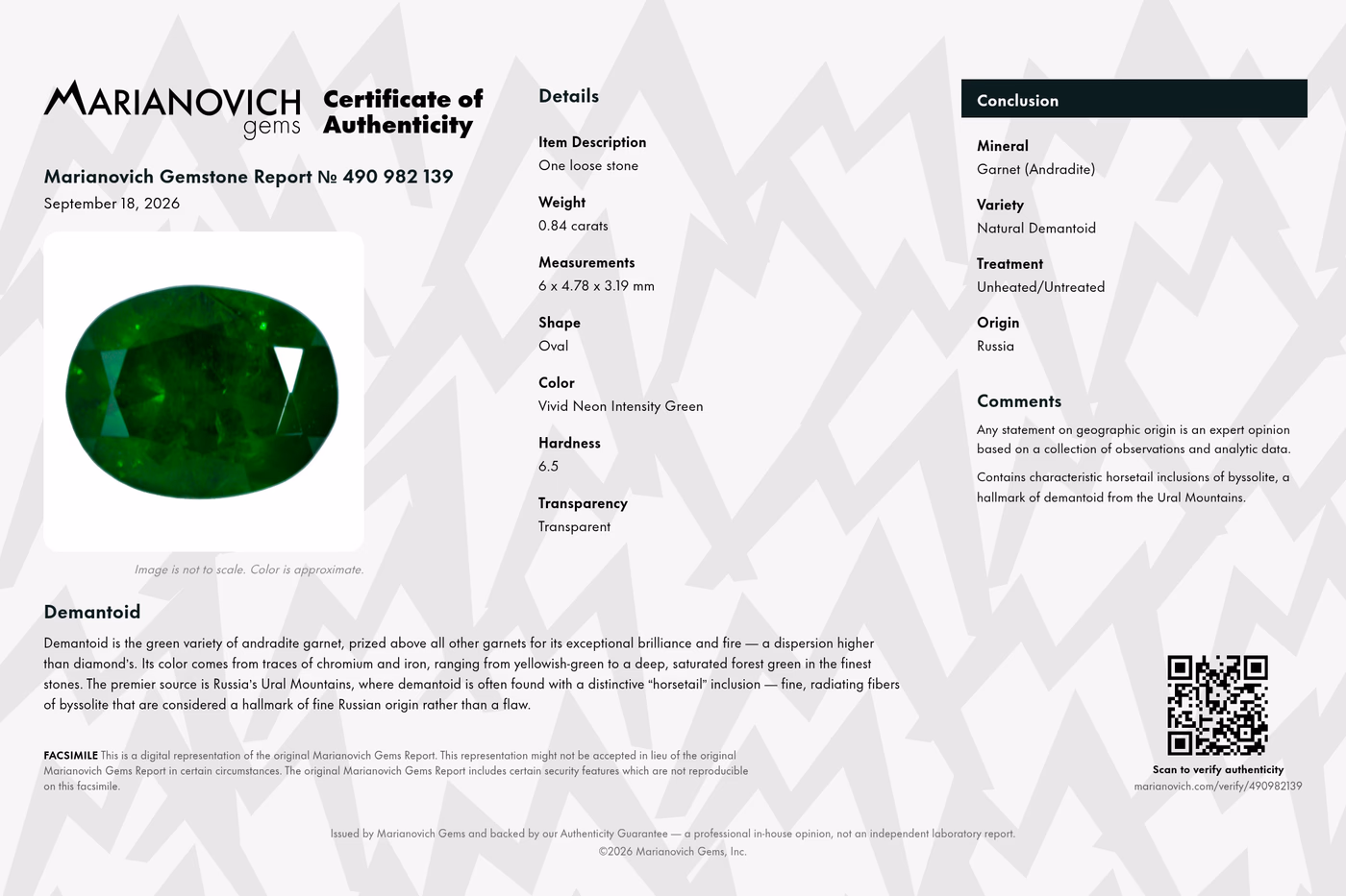 Certificate of Authenticity