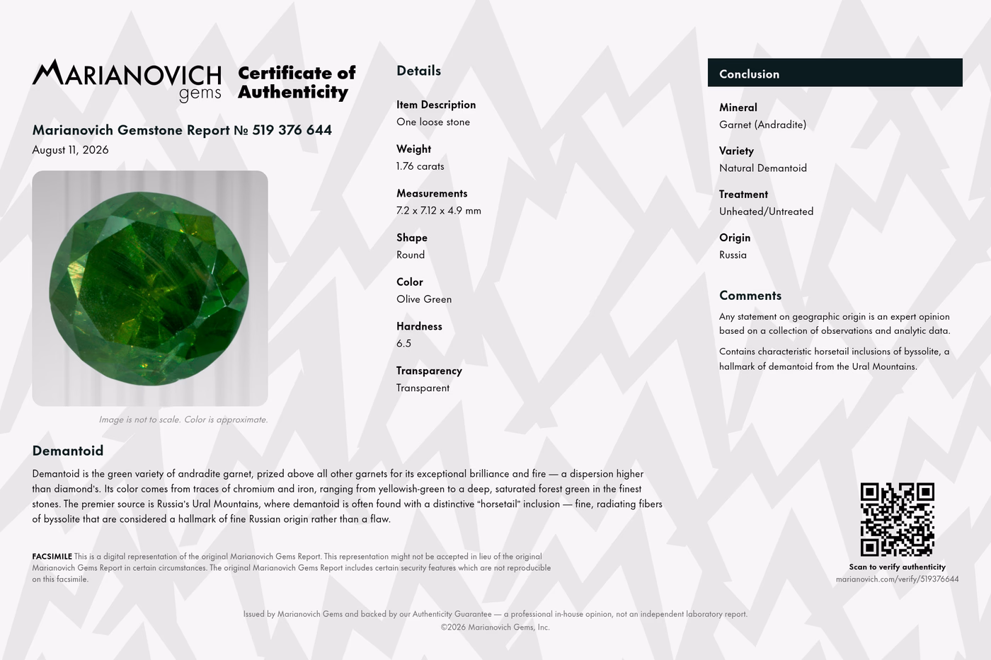 Certificate of Authenticity