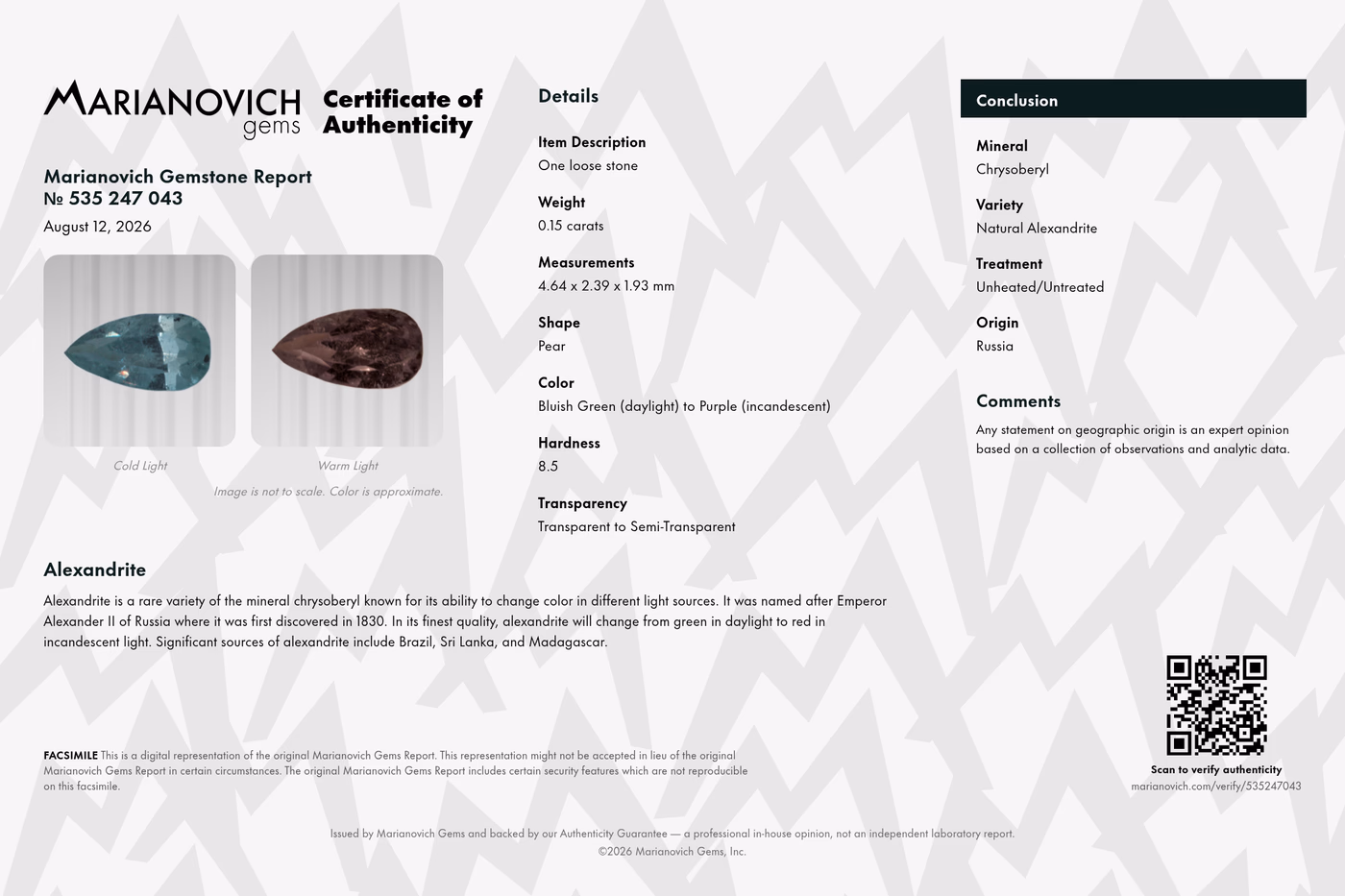 Certificate of Authenticity