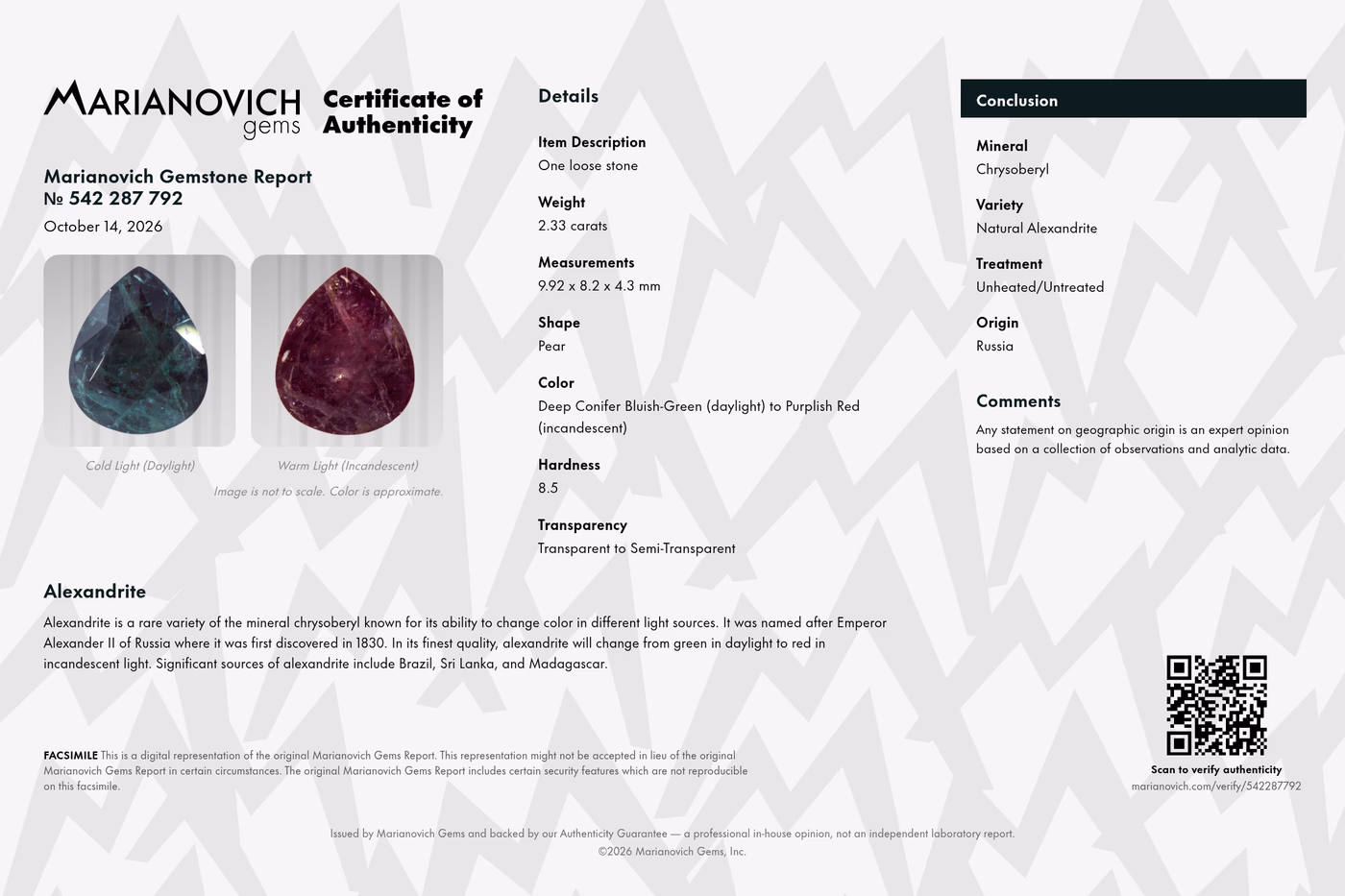 Certificate of Authenticity