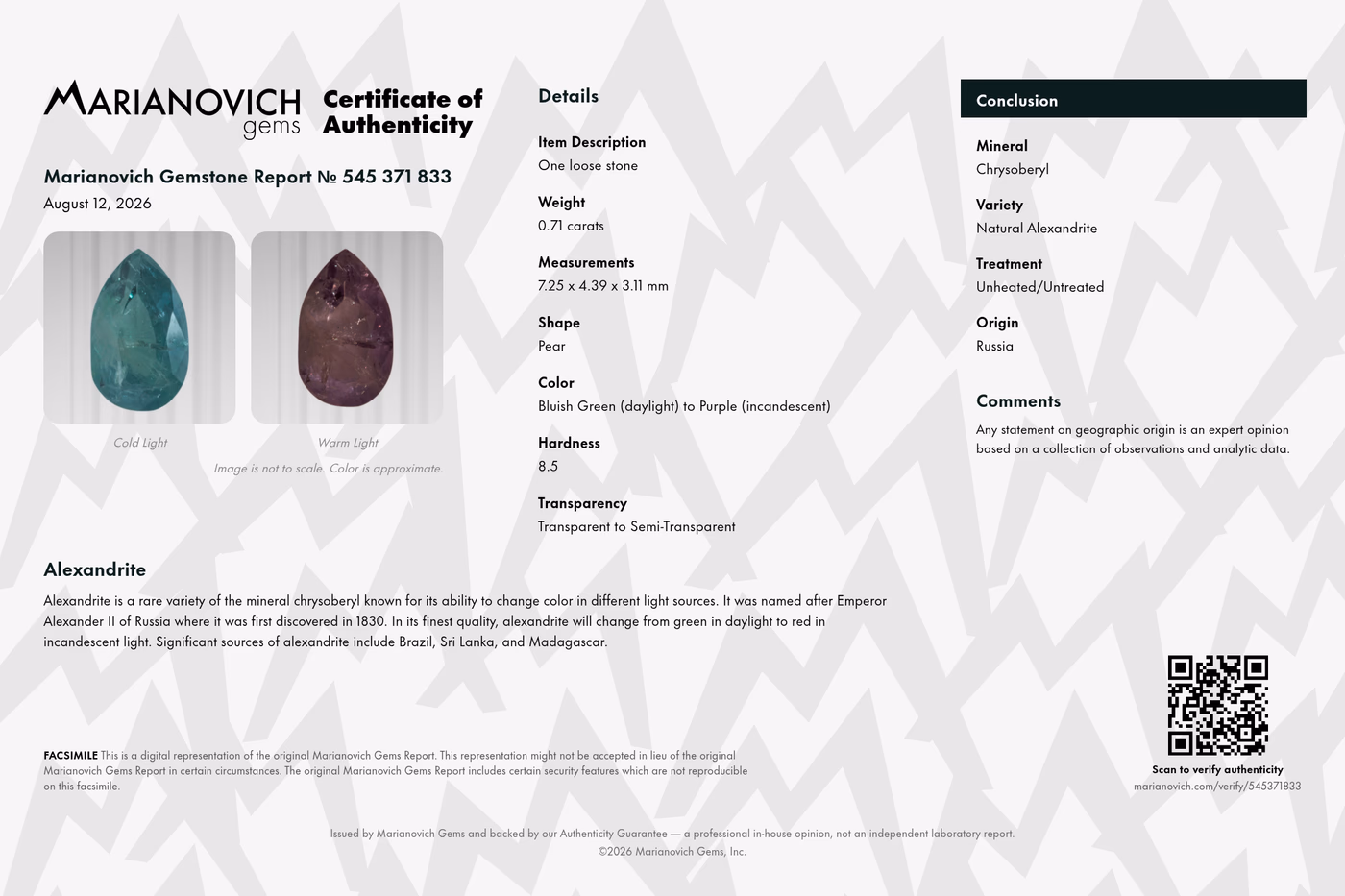 Certificate of Authenticity