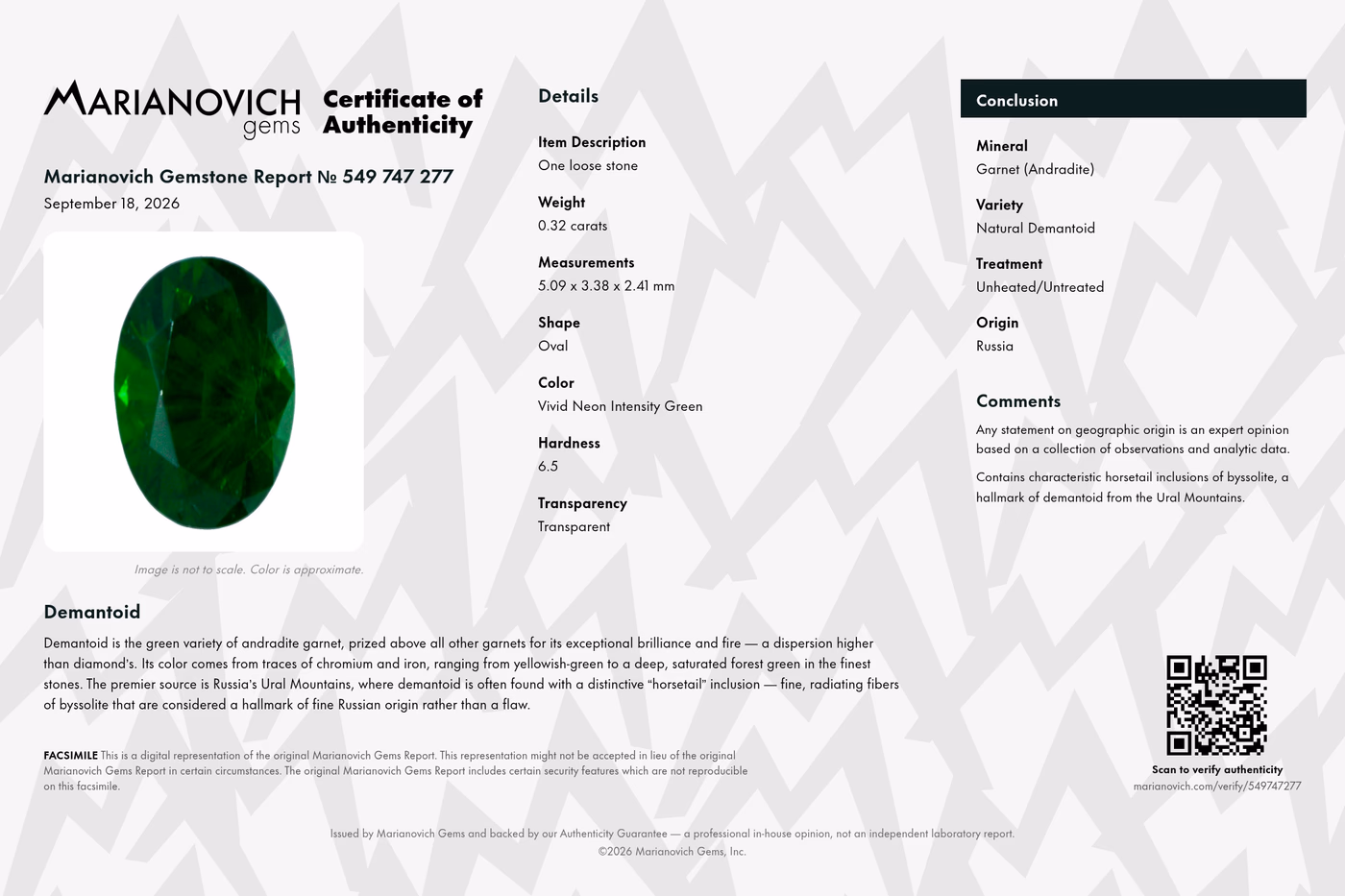 Certificate of Authenticity