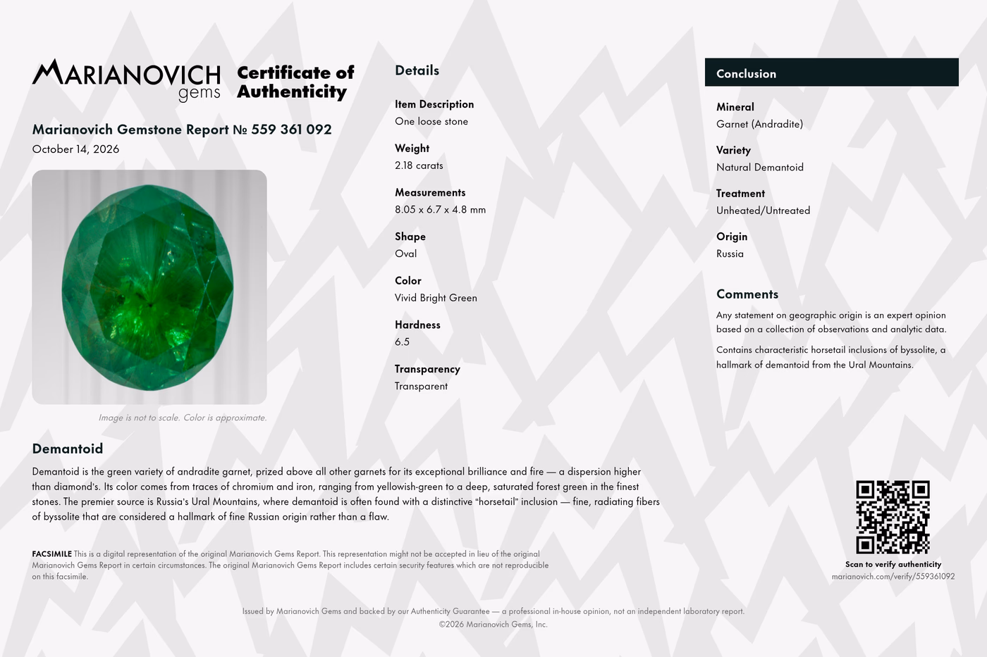 Certificate of Authenticity