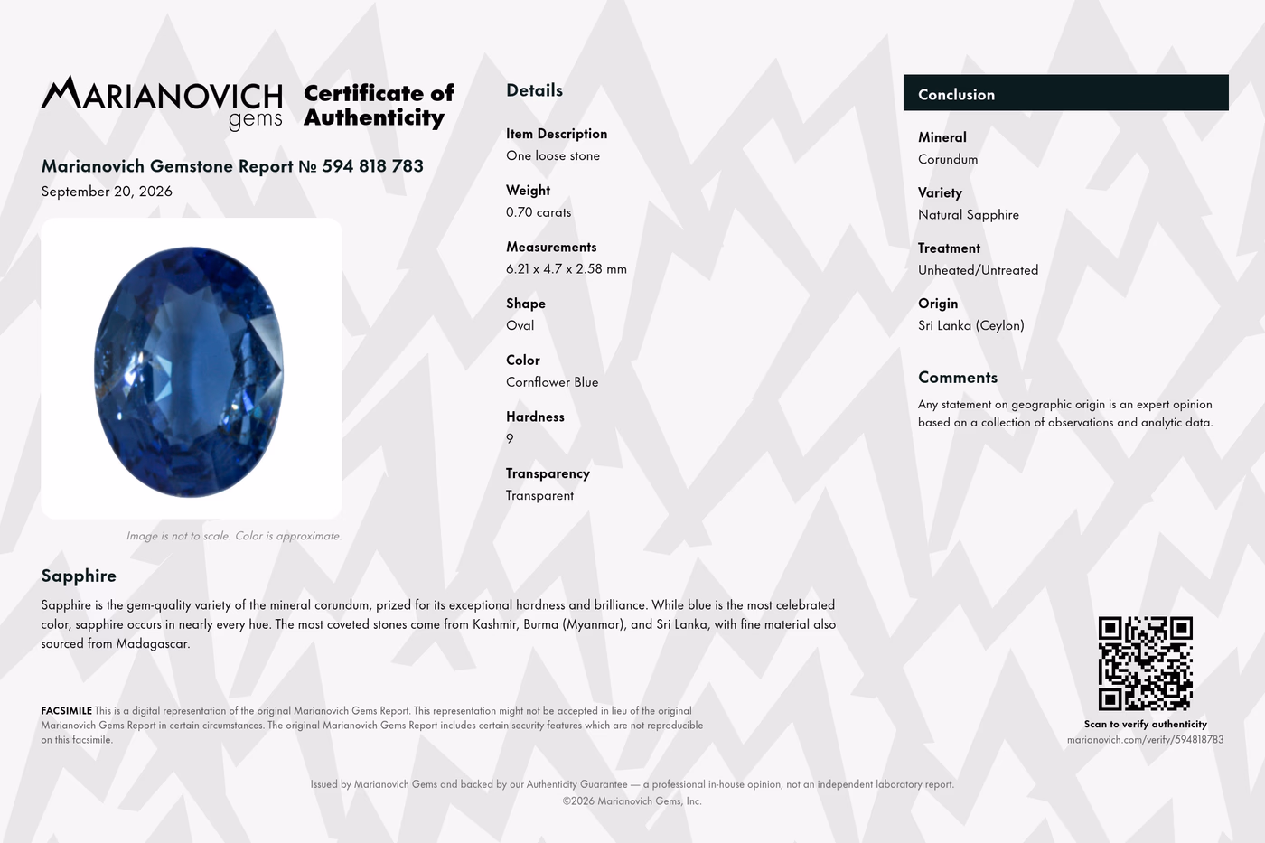 Certificate of Authenticity