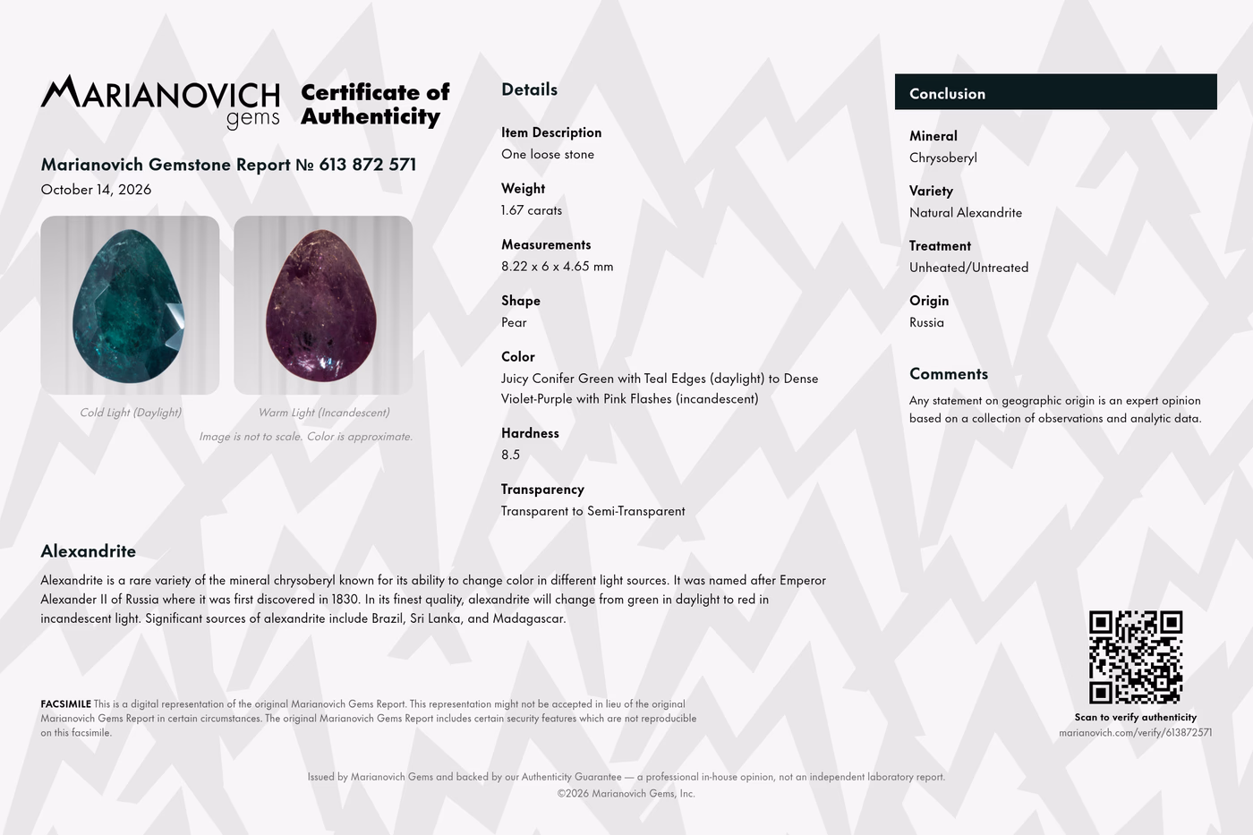 Certificate of Authenticity