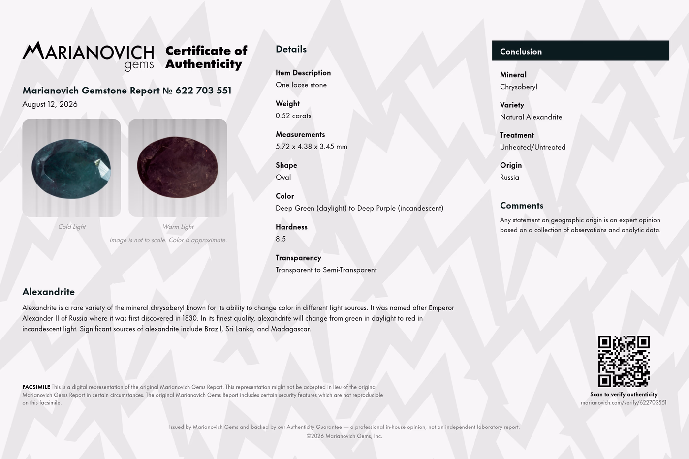 Certificate of Authenticity
