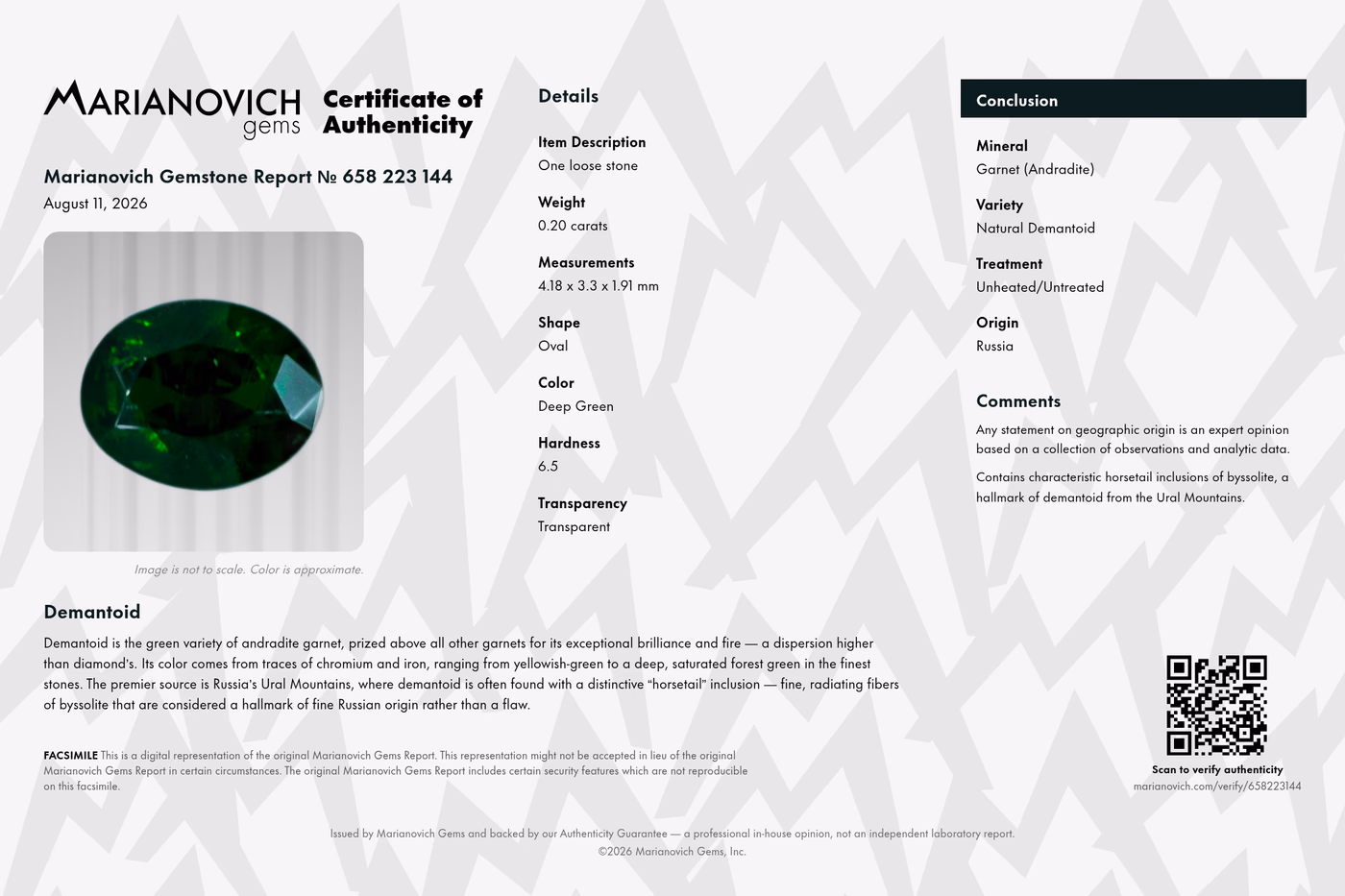 Certificate of Authenticity