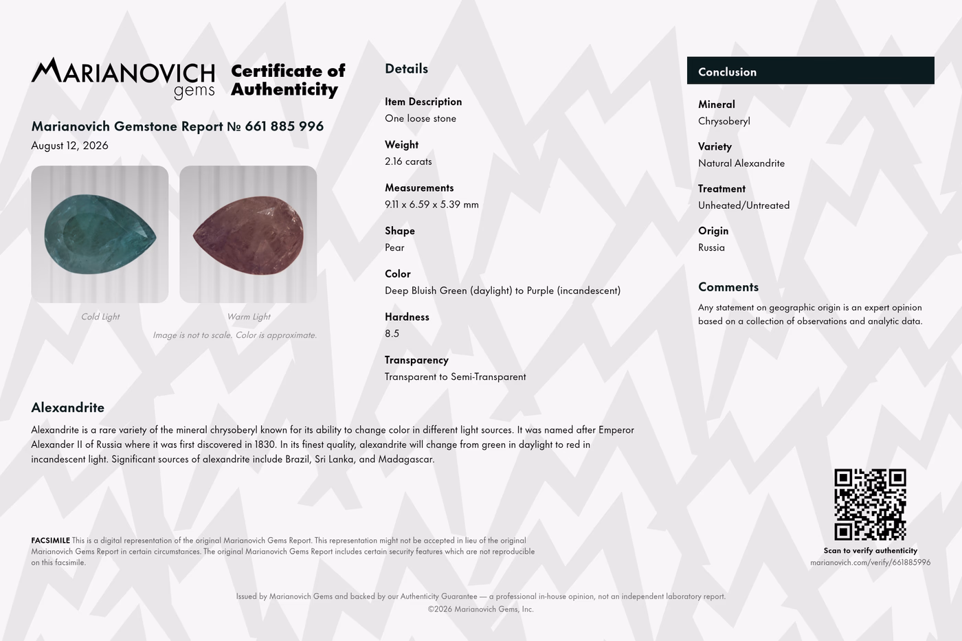 Certificate of Authenticity