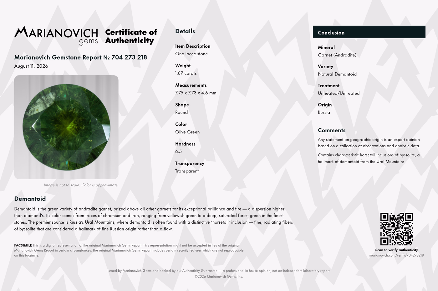 Certificate of Authenticity