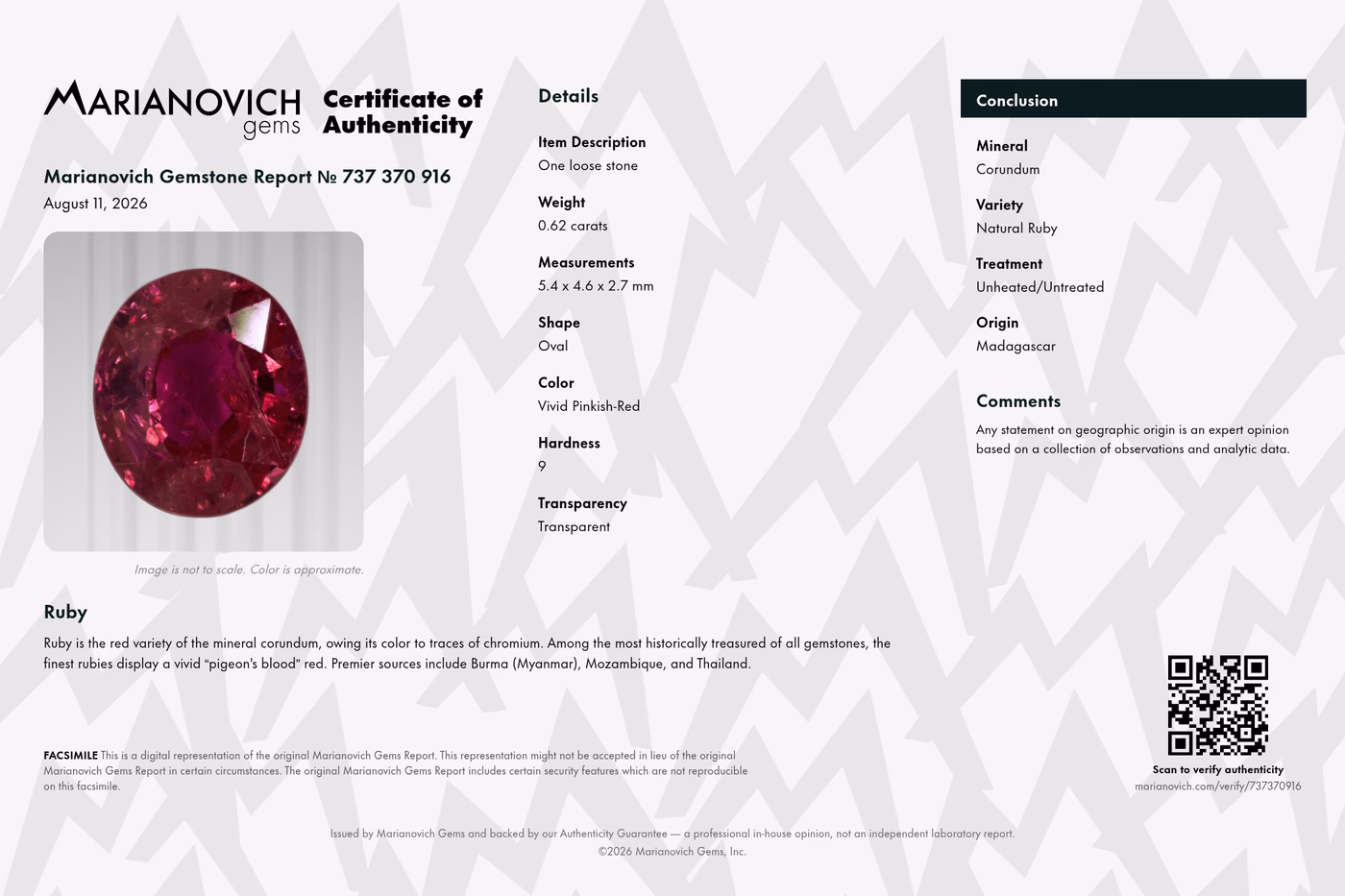 Certificate of Authenticity