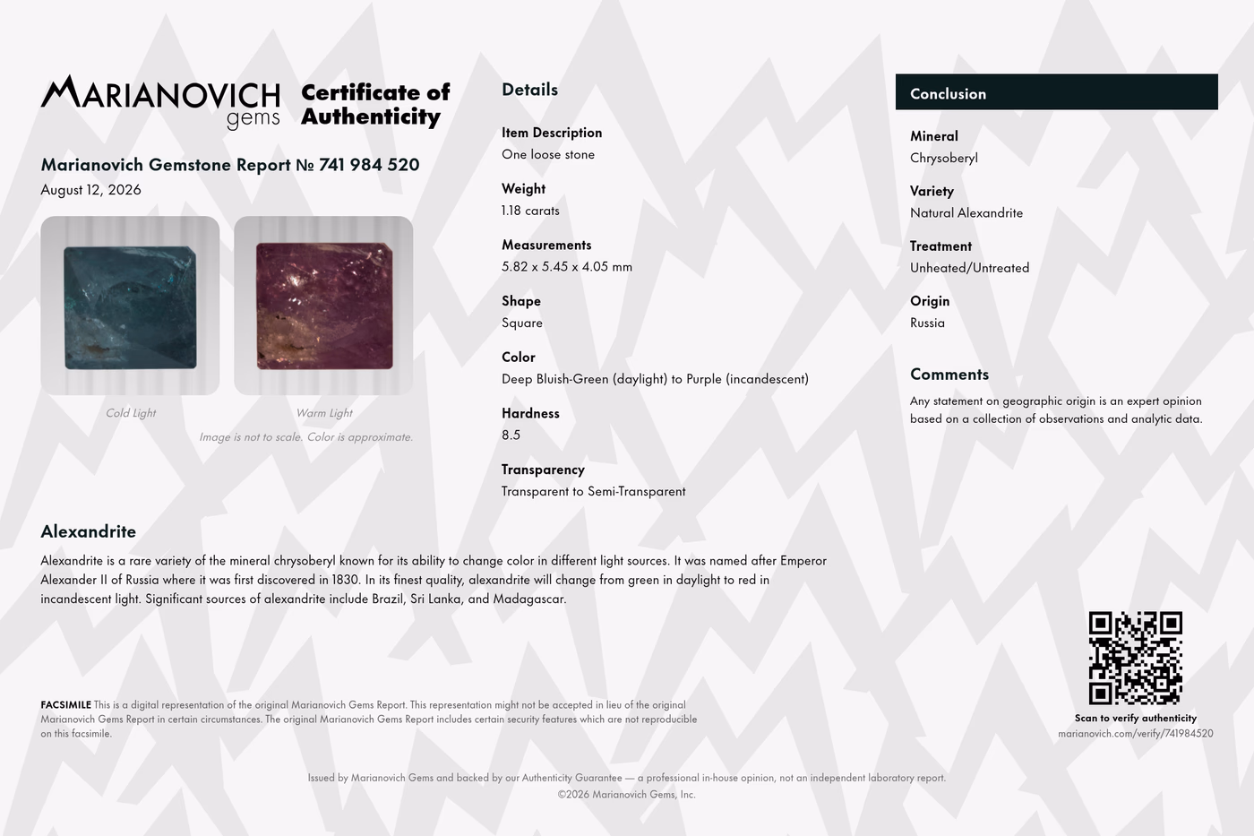 Certificate of Authenticity