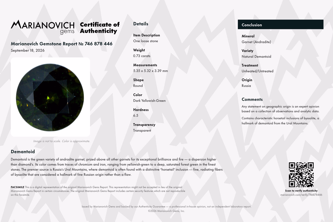 Certificate of Authenticity