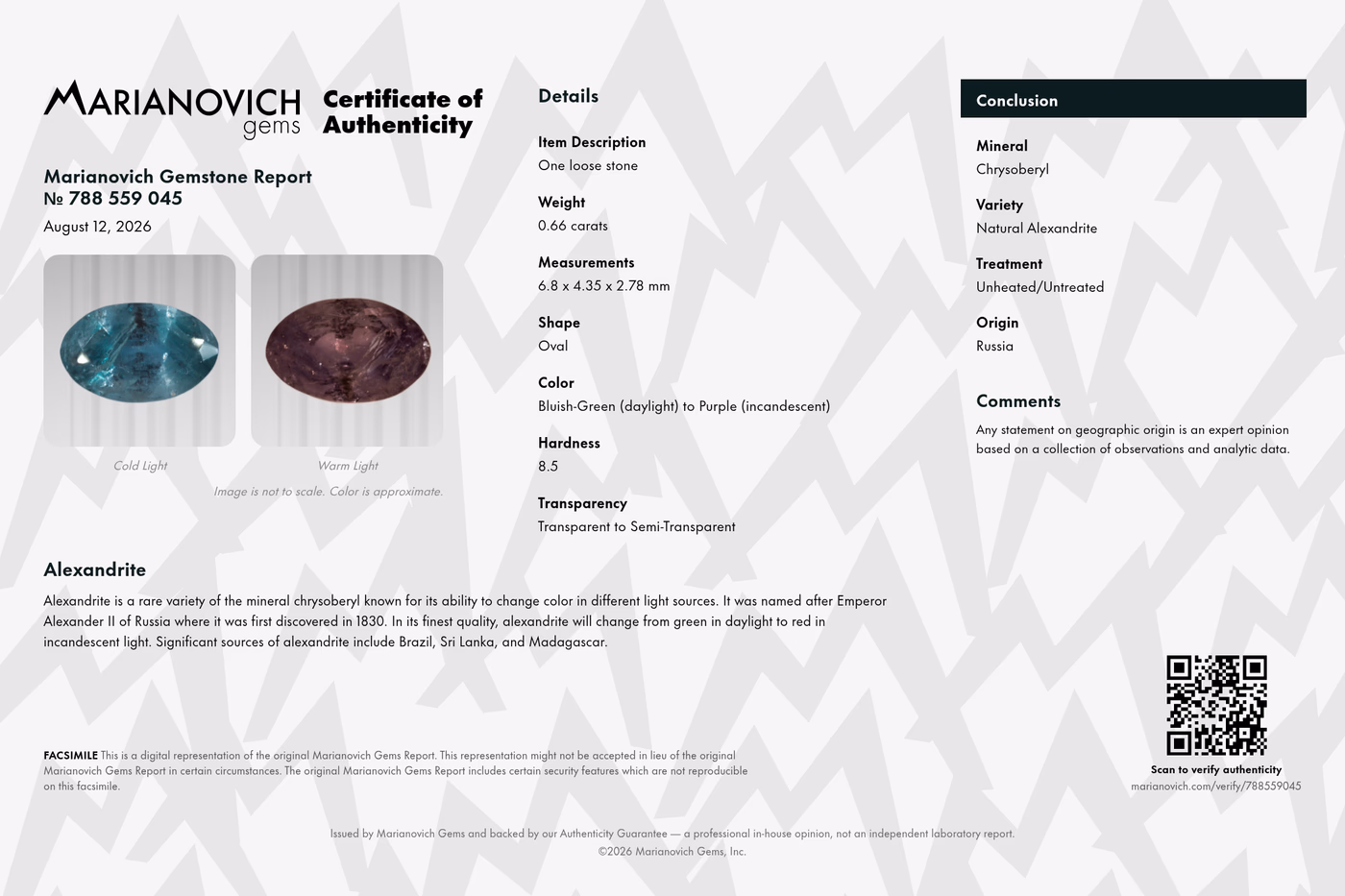 Certificate of Authenticity