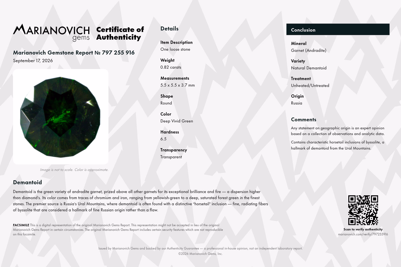 Certificate of Authenticity