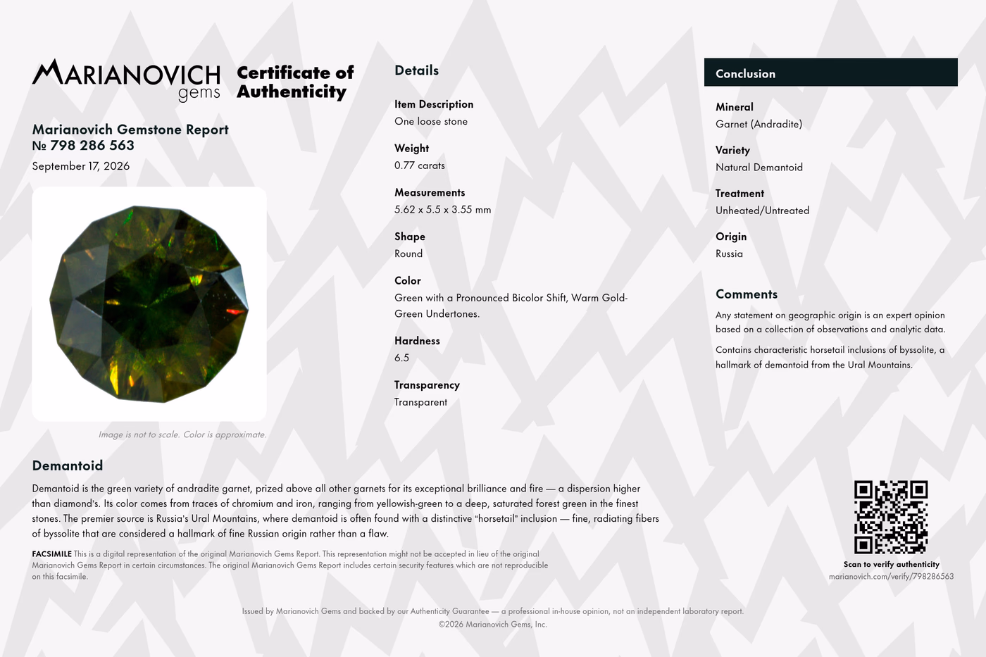 Certificate of Authenticity