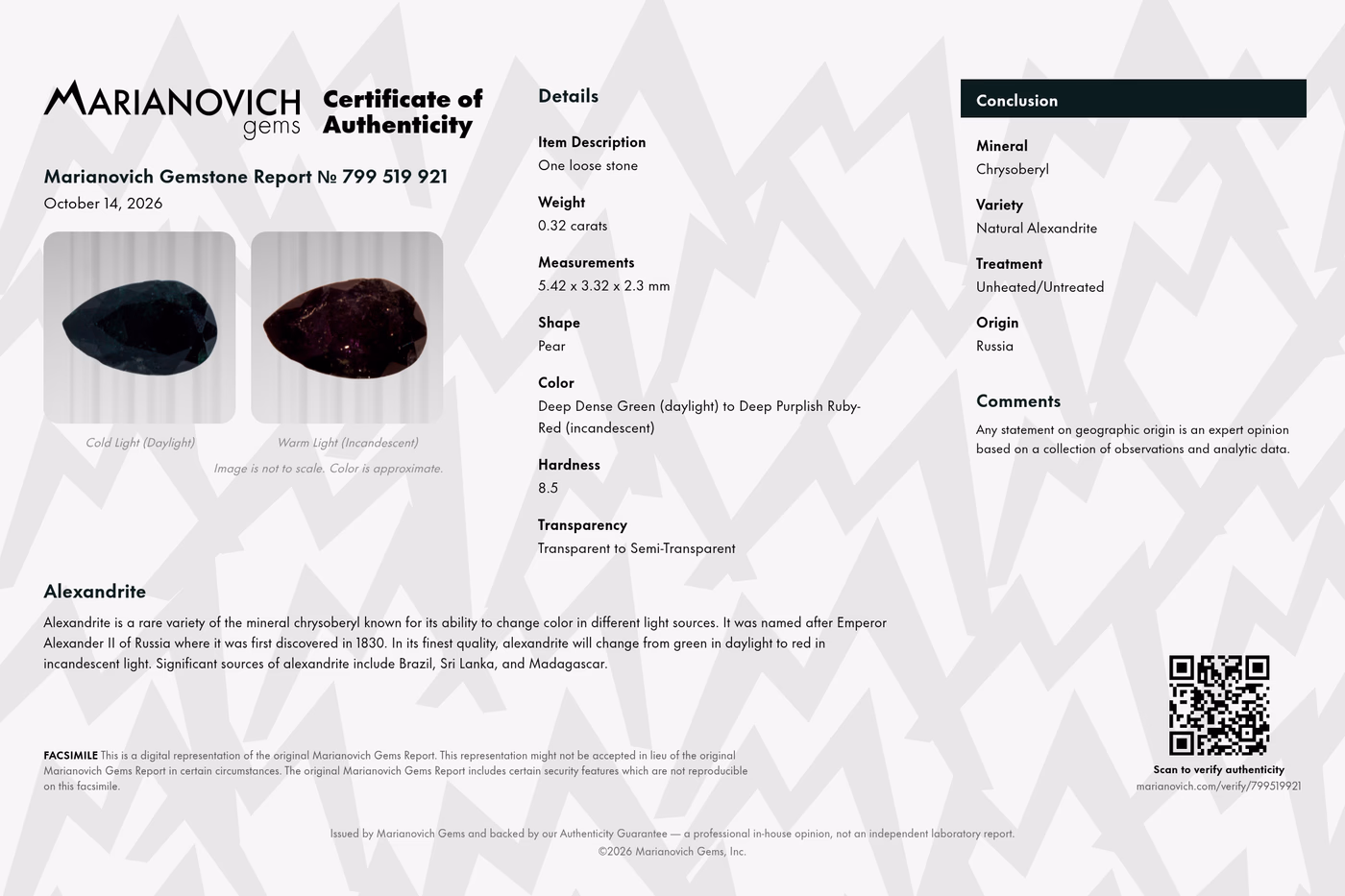 Certificate of Authenticity