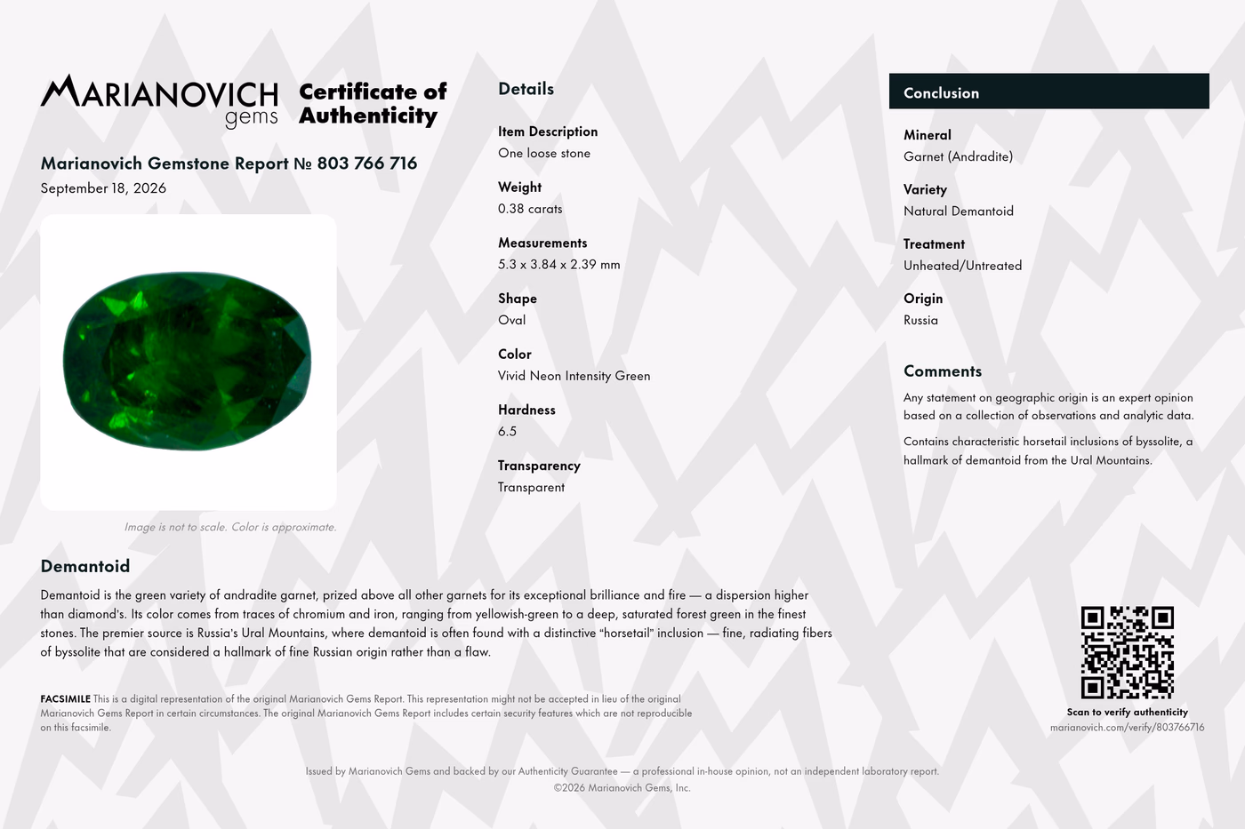 Certificate of Authenticity