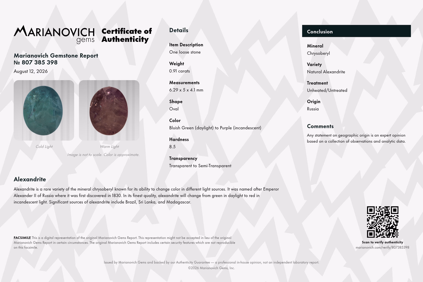 Certificate of Authenticity