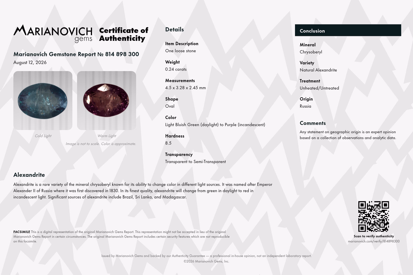 Certificate of Authenticity