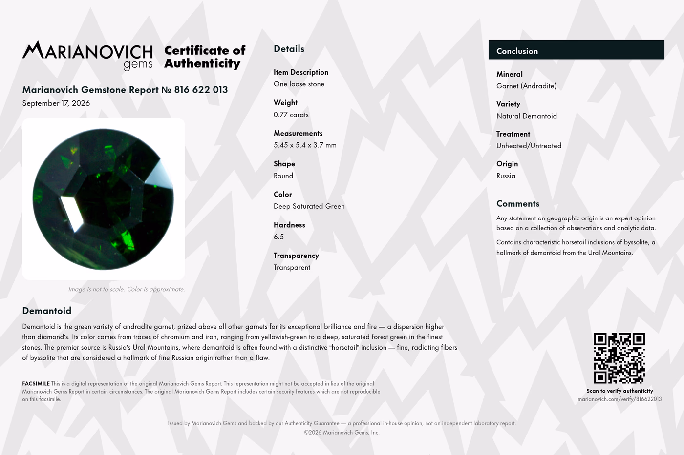 Certificate of Authenticity