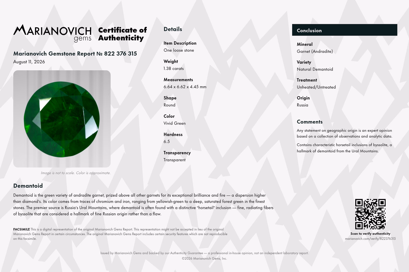 Certificate of Authenticity