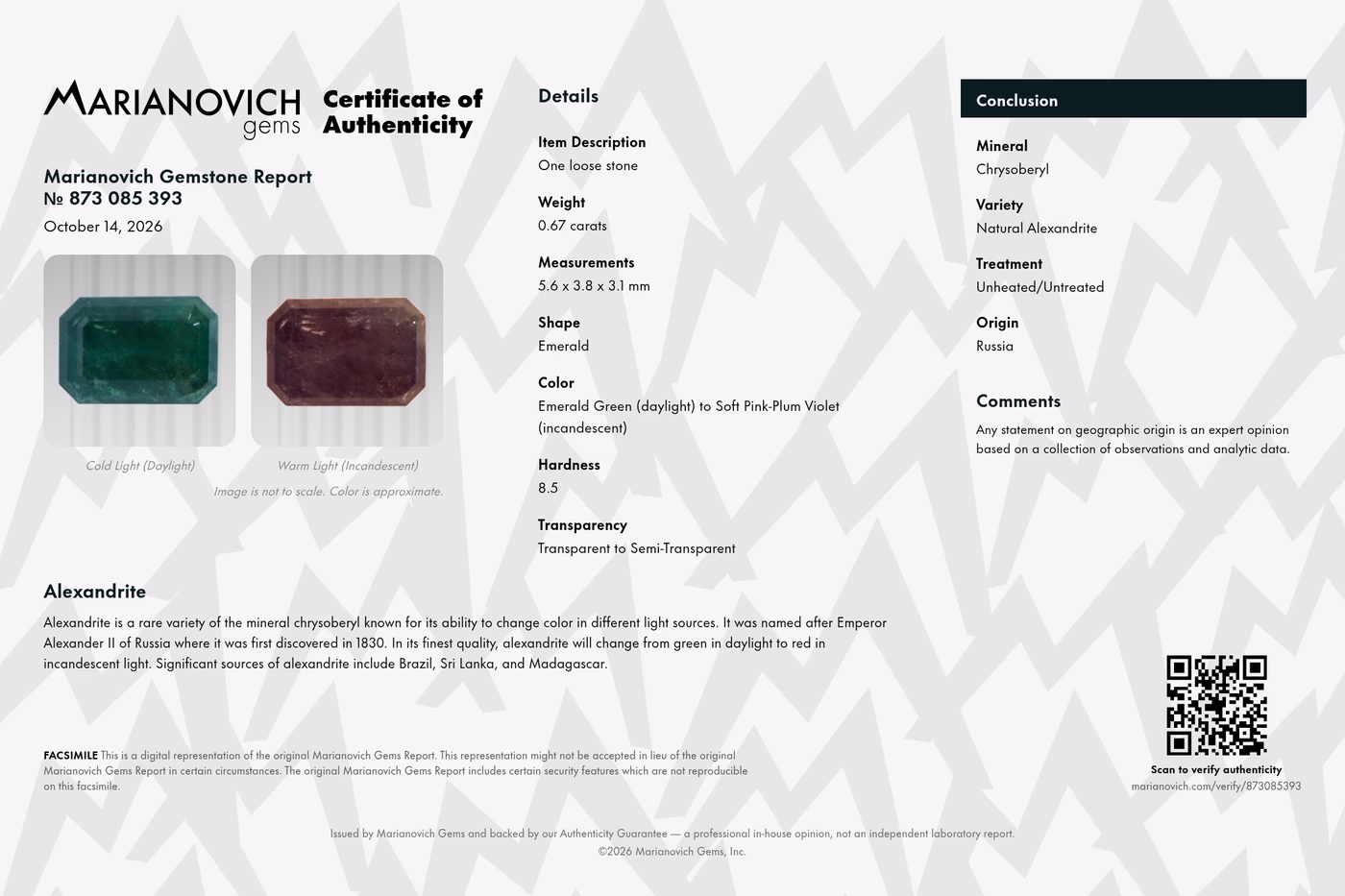 Certificate of Authenticity