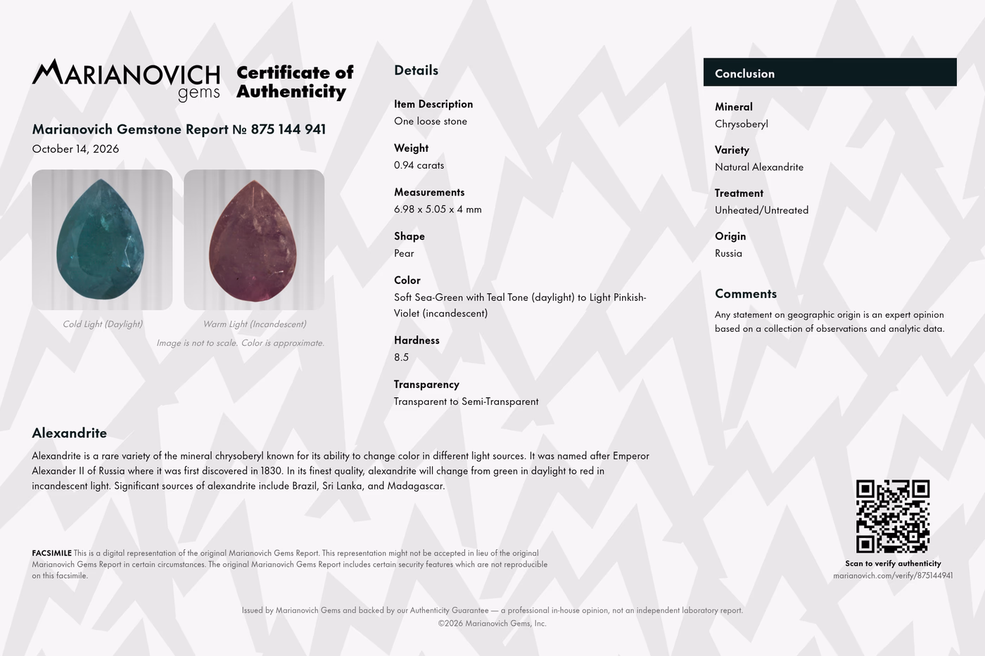 Certificate of Authenticity