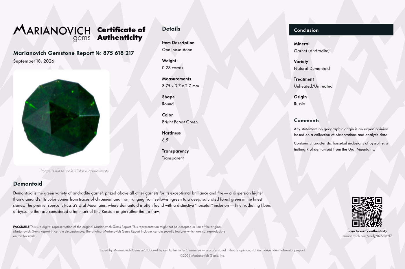 Certificate of Authenticity