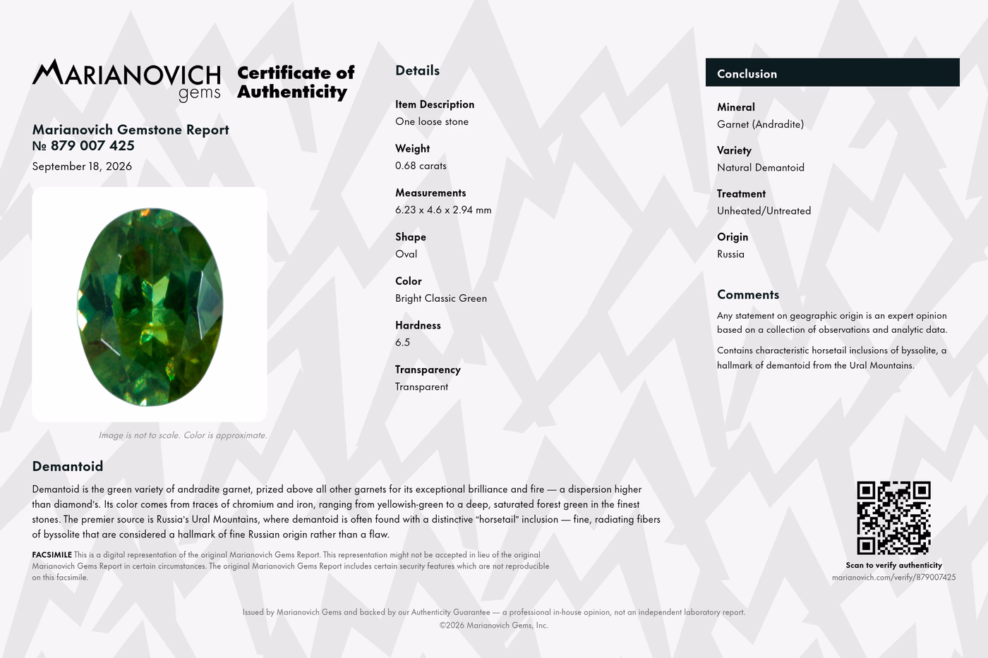 Certificate of Authenticity