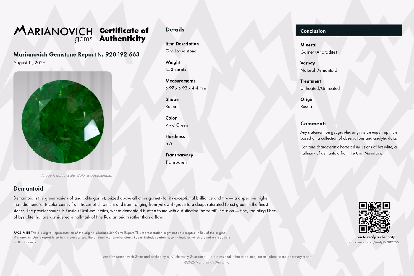 Certificate of Authenticity