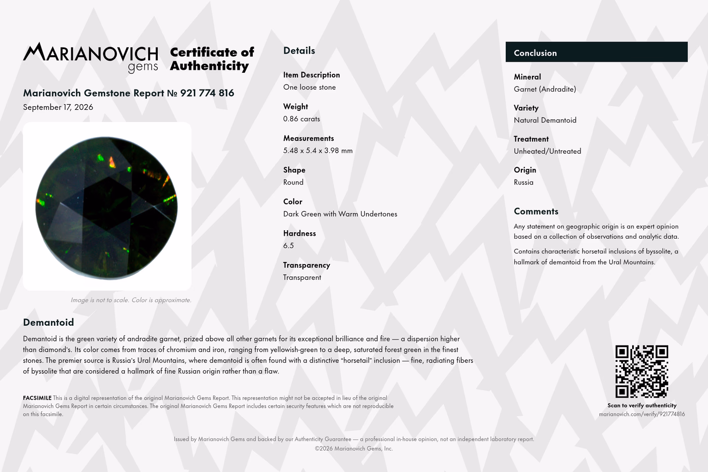 Certificate of Authenticity