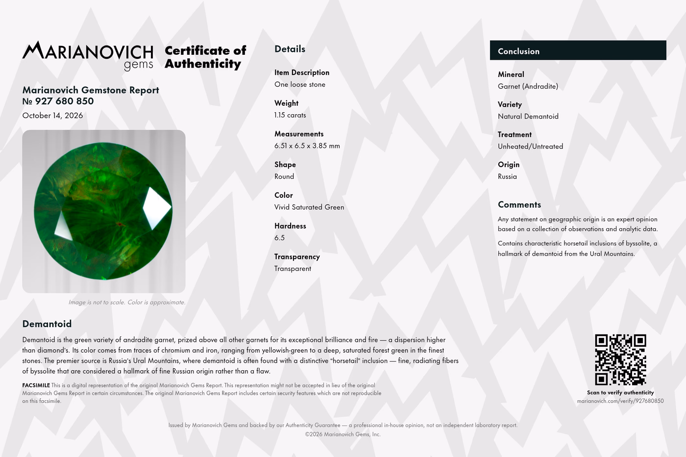 Certificate of Authenticity
