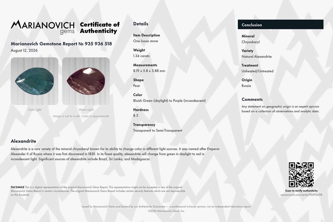 Certificate of Authenticity