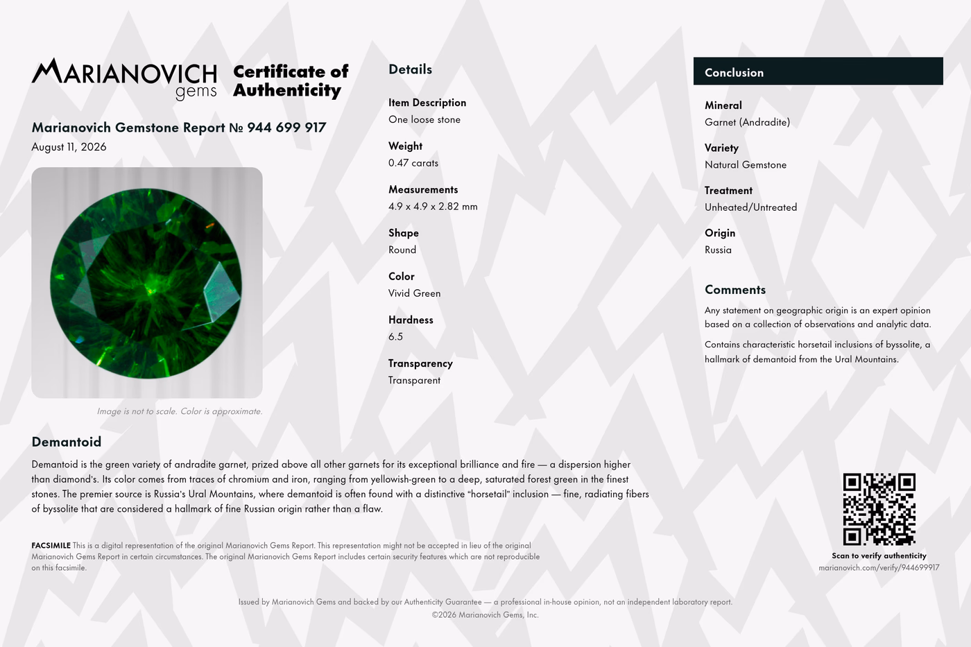 Certificate of Authenticity